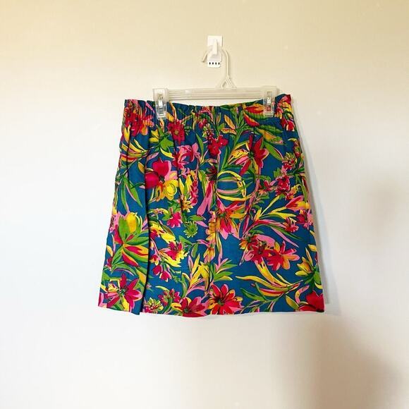 J.Crew tropical bright floral pull on linen blend skirt size 4 - Picture 2 of 9